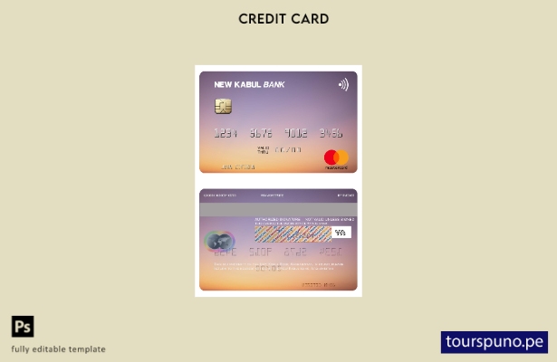 lista para imprimir la plantilla mastercard del Nuevo Kabul Bank de Afganistán